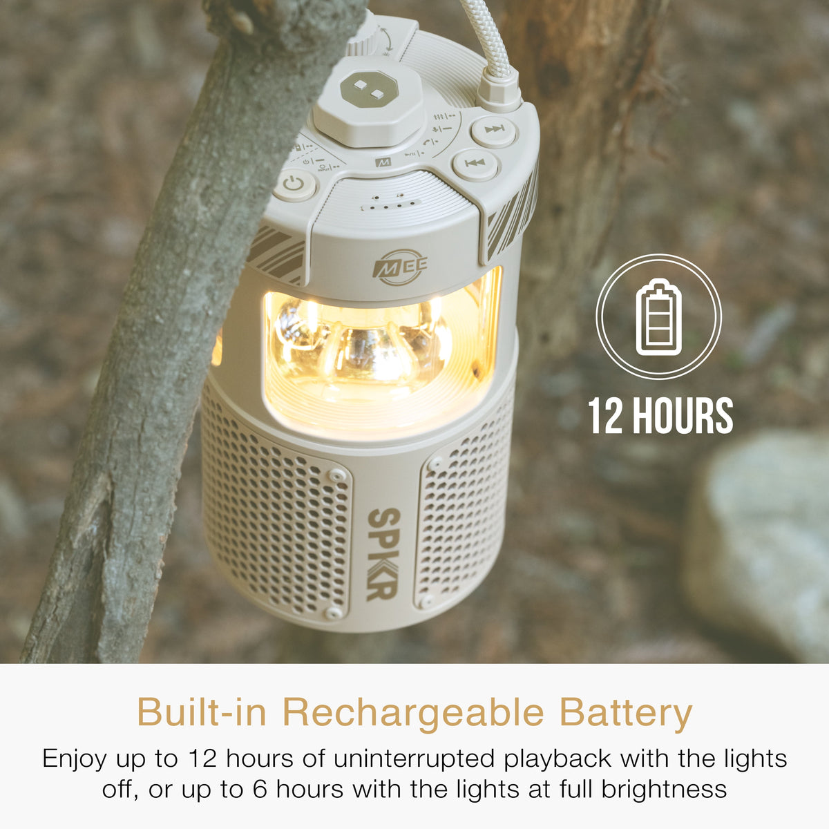 MEE audio lightSPKR Bluetooth Wireless Speaker + Camping Lantern IPX6 Water Resistant (Forest Green)