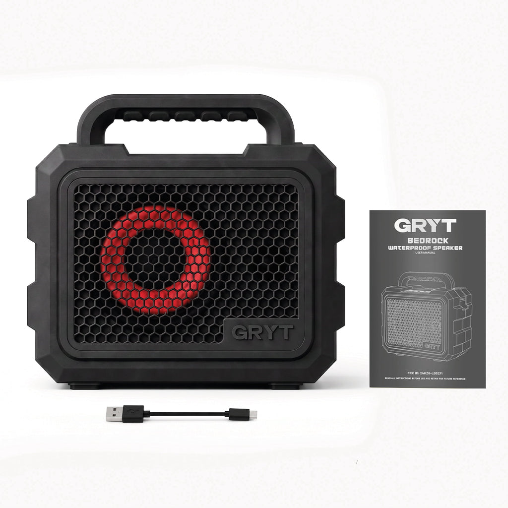 GRYT Bedrock Ultra-Rugged Portable Waterproof Bluetooth Speaker, Black