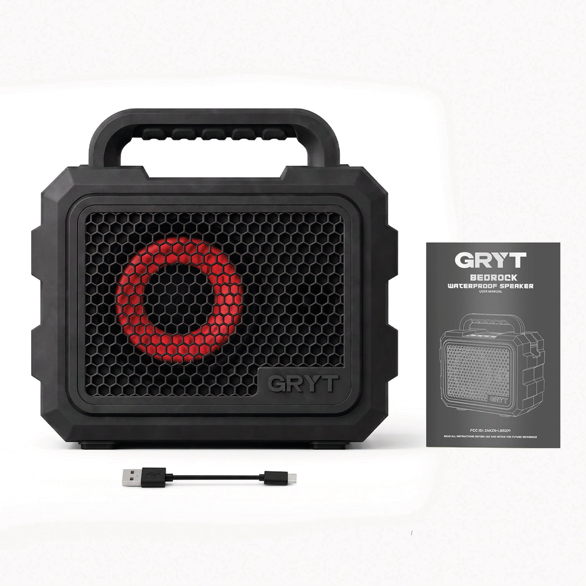 GRYT Bedrock Ultra-Rugged Portable Waterproof Bluetooth Speaker, Black