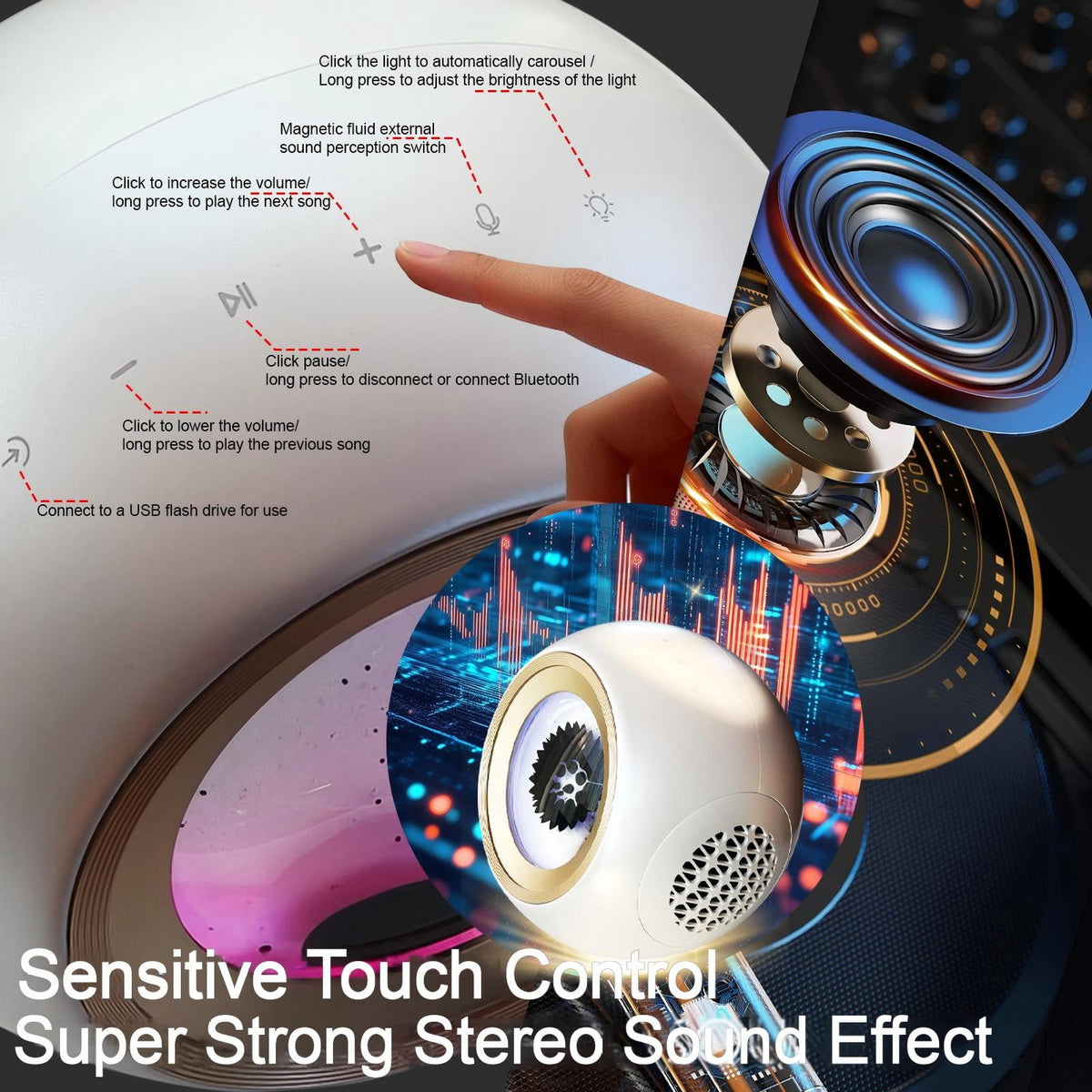XRELIATECH Ferrofluid Speaker,30W High-Power Bluetooth Audio Visualizer Enhanced Bass&Crisp High, Dual Stereo&TWS Paired,Vibrant Ambient Colorlight