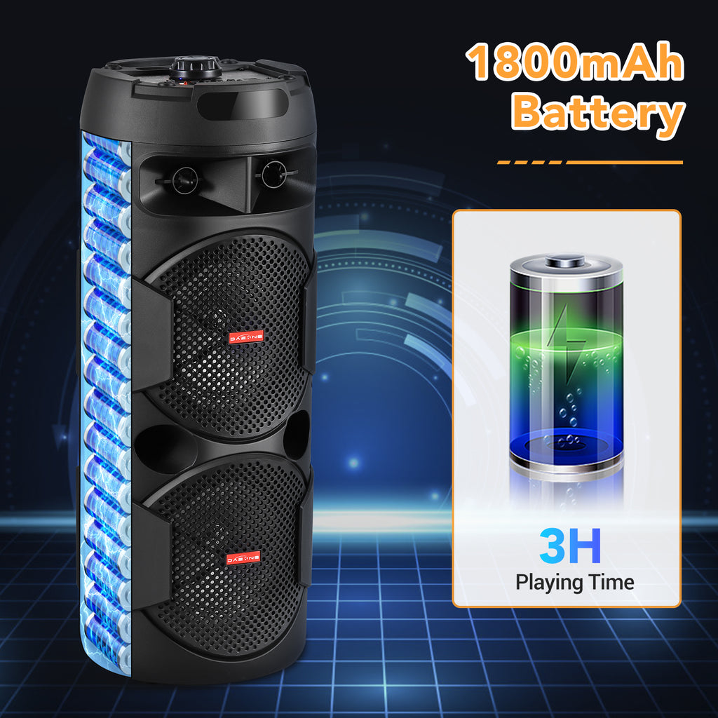 CURUK Portable Wireless Bluetooth Speaker Triple 8" Woofer PA System FM AUX TWS, MIC, RC, LED Light