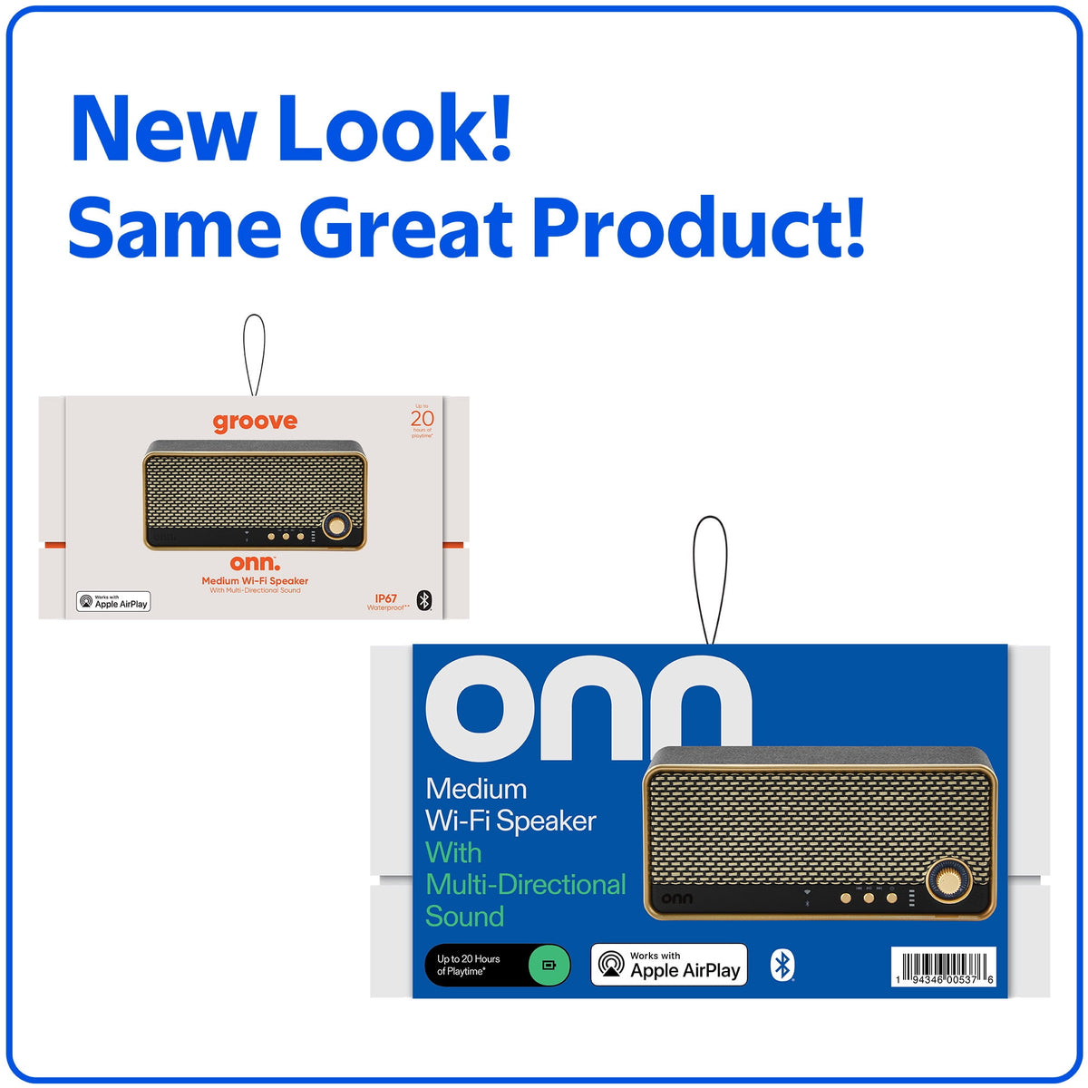 onn Large Wi-Fi Speaker with 360-Degree Directional Sound, Black