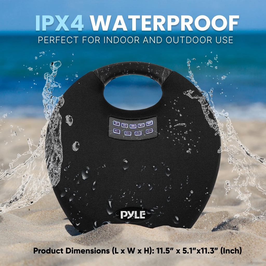 Pyle Mini IPX4 Waterproof Wireless Portable Bluetooth Speaker, with Built in Rechargeable Battery, Wireless Microphone, Clear Surround Sound, for Indoor and Outdoor Activities