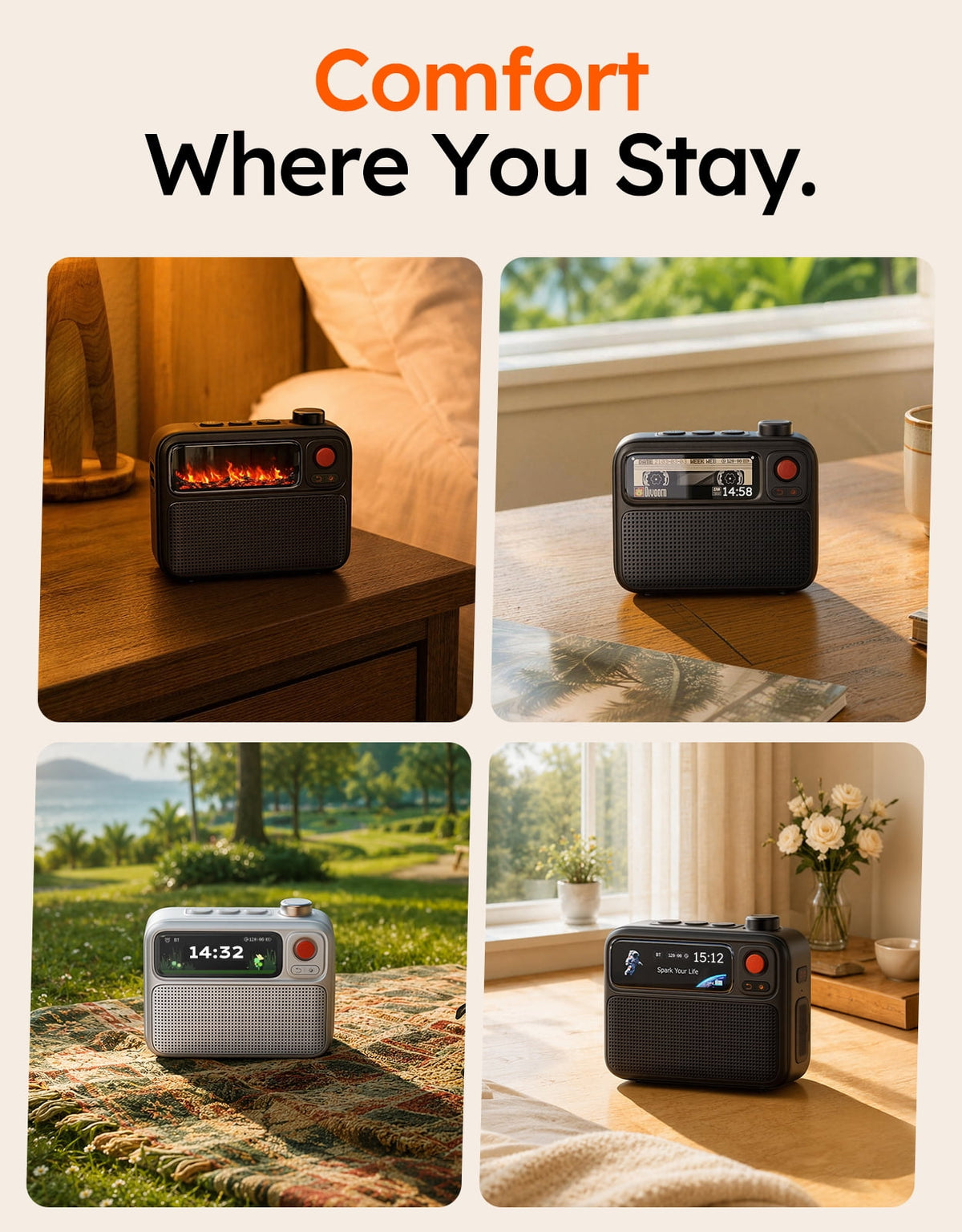 Divoom FlowToo Smart Sleep Speaker with White Noise Machine, Night Light, Alarm Clock, Bluetooth Speaker, Smart Display and App Control