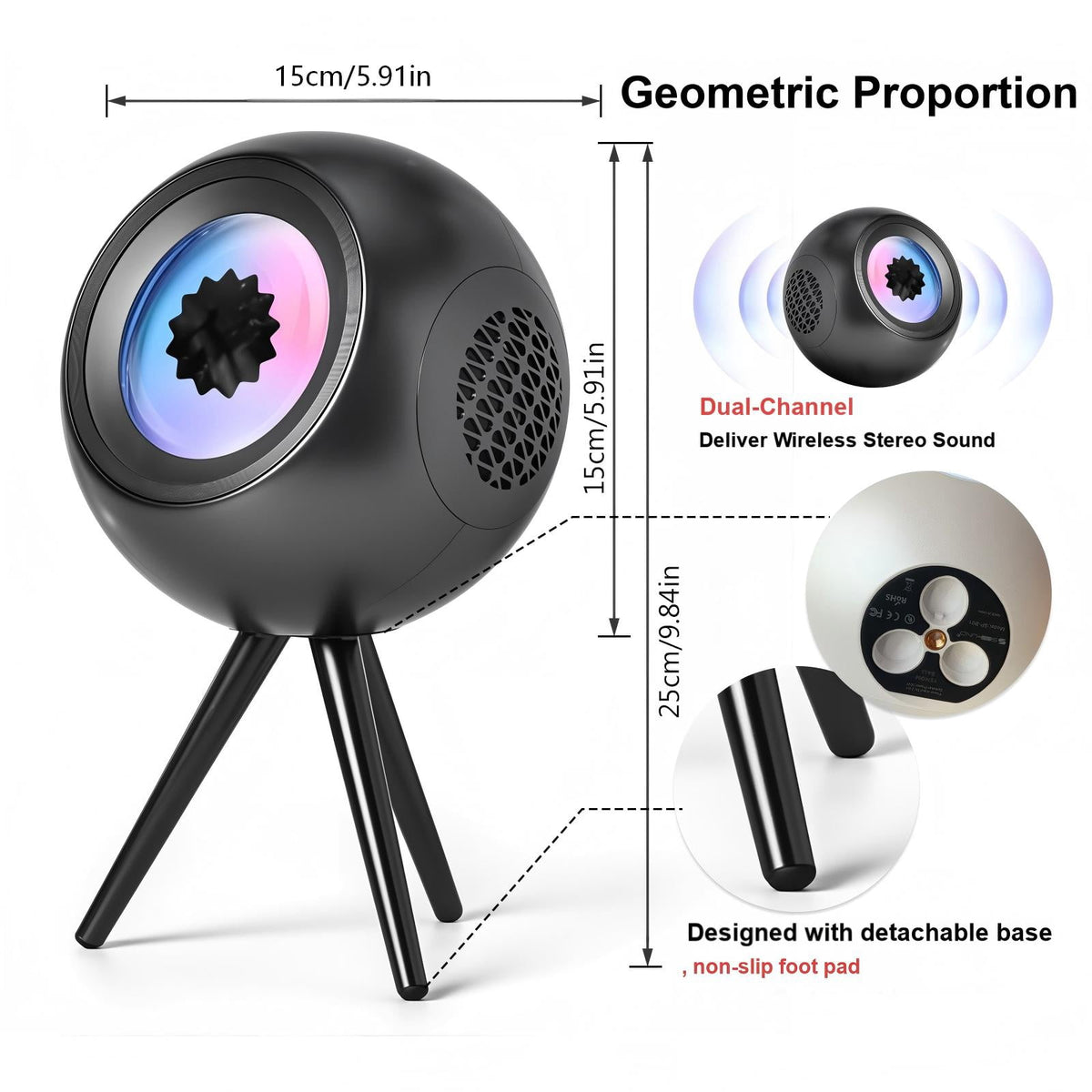 XRELIATECH Ferrofluid Speaker,30W High-Power Bluetooth Audio Visualizer Enhanced Bass&Crisp High, Dual Stereo&TWS Paired,Vibrant Ambient Colorlight