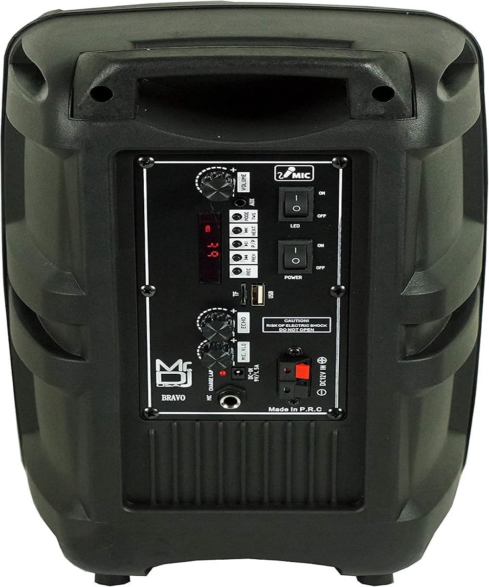 Mr. Dj BRAVO Dual 6.5" Portable Bluetooth Speaker Dual 6.5" Portable PA DJ Active Powered Bluetooth TWS Speaker 1000 Watts LCD/MP3/USB/micro SD