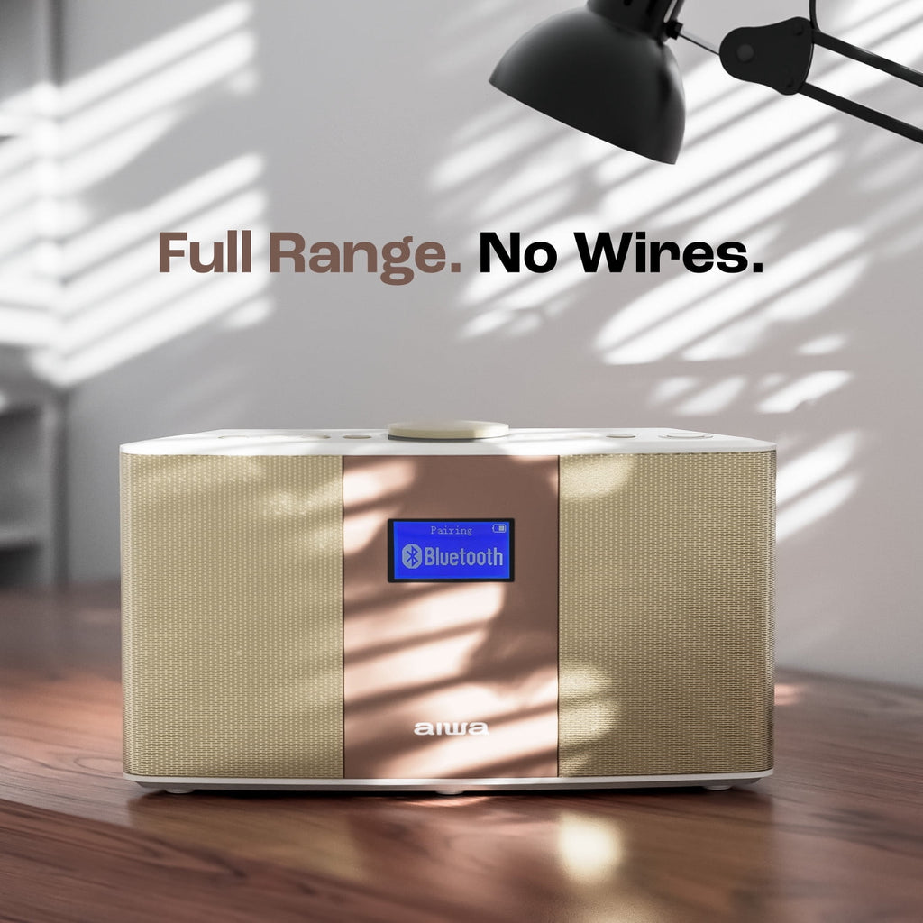 Aiwa Exos-5 Wireless Bluetooth Hi-Fi Home Speaker with FM Radio, Alarm Clock and Remote Control for Home Audio