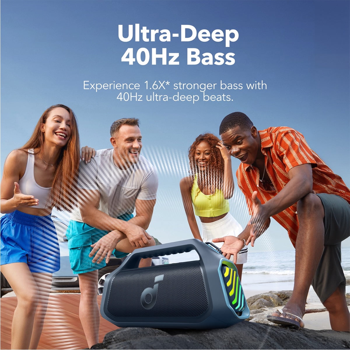 Soundcore Boom 2 Plus By Anker, Outdoor Speaker, 140W, 2+2 Channel, BassUp 2.0, 20H Playtime, Black