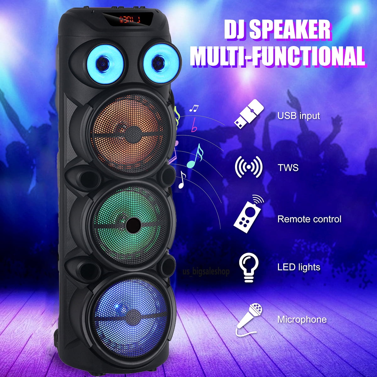 RIDWIND 8000W Peak Power Bluetooth Speakers Portable Wireless Speaker with Triple 8 inch Subwoofer Heavy Bass,FM Radio, Microphone, Lights, Remote Control TWS Stereo Sound System Speaker