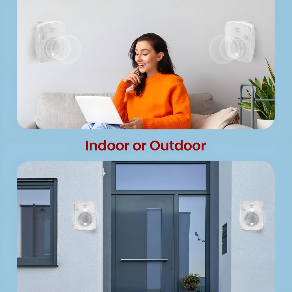 PYLE PDWR54BTW - Waterproof & Bluetooth 5.25'' Indoor / Outdoor Speaker System, 600 Watt, White