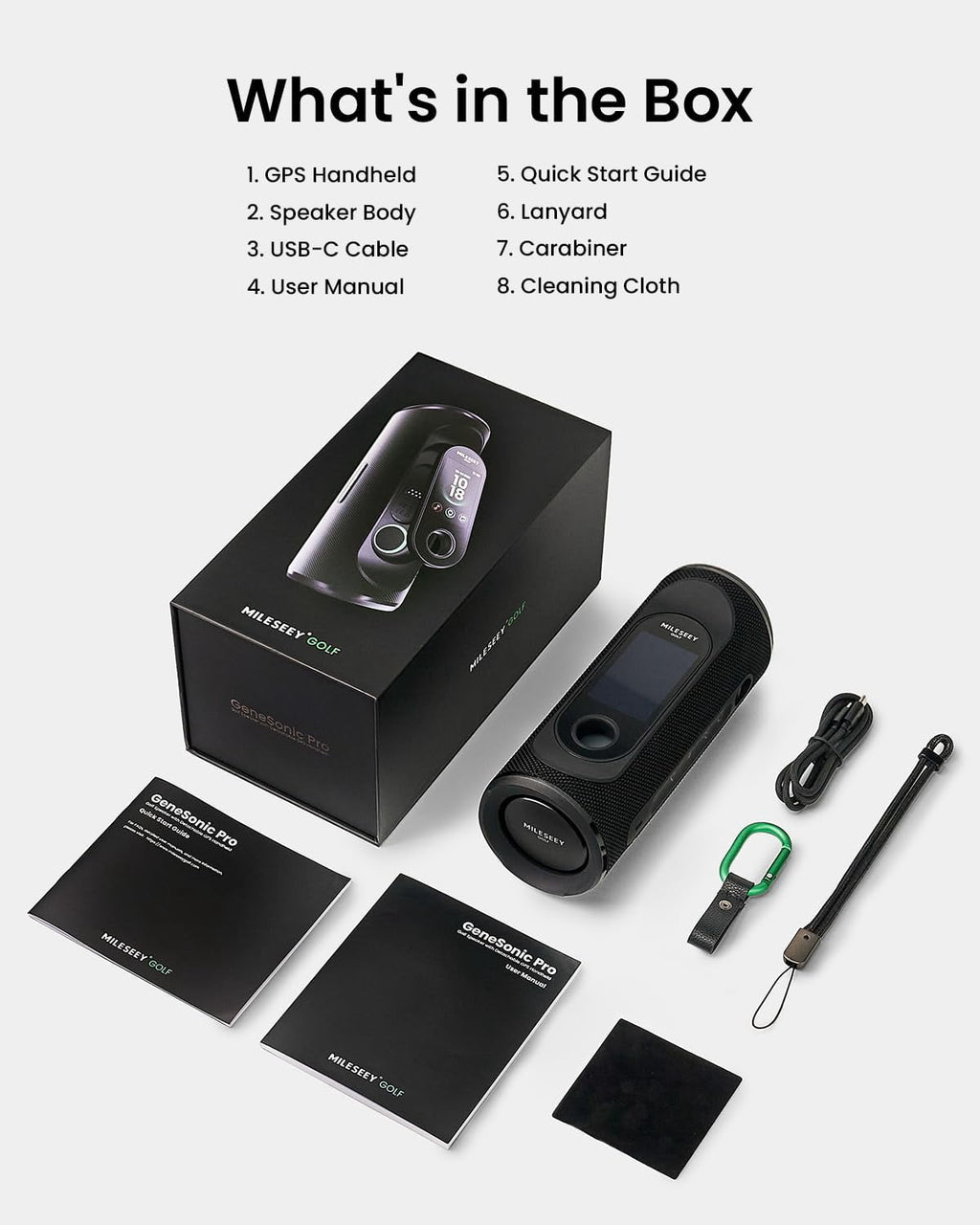 MiLESEEY GeneSonic Pro Golf Speaker with Detachable GPS Rangefinder Handheld, 43000+ No Subscription Preloaded Courses, View & Audible Distances,Touchscreen, 15H Battery, Magnetic, Waterproof