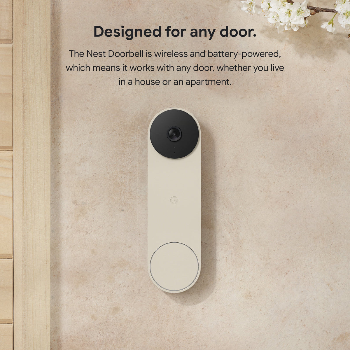 Google Nest Doorbell (Battery) - Video Doorbell Camera - Wireless Doorbell Security Camera - Snow