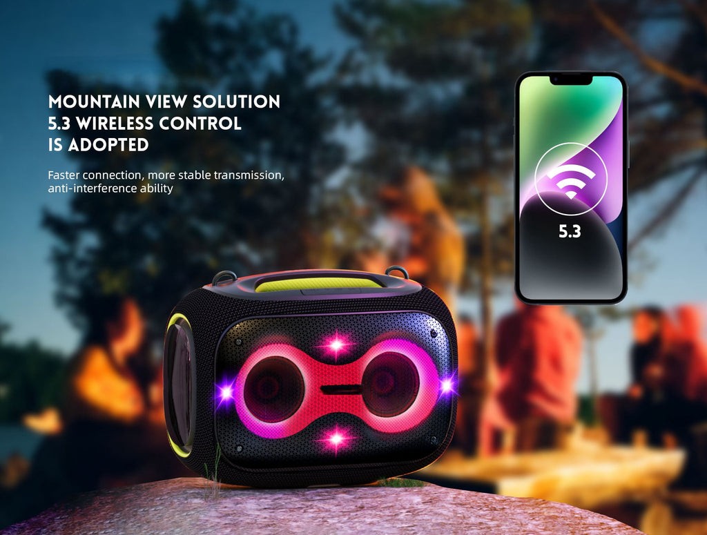 WorryFree Gadgets Portable Bluetooth Speaker with Two Microphones, Deep Bass, Large Party Wireless Speakers, 120W, Gray