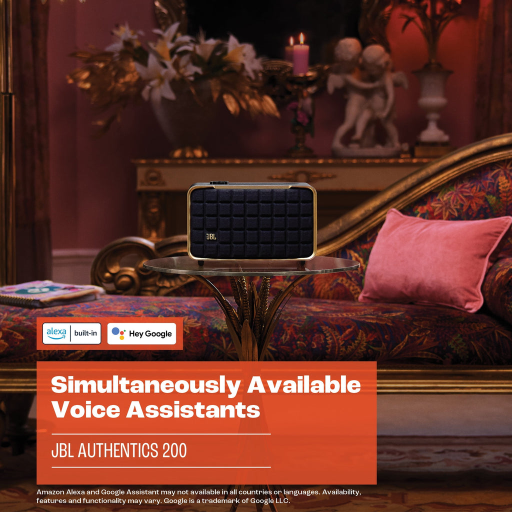 JBL Authentics 200 - Smart home speaker with Wi-Fi, Bluetooth and Voice Assistants with retro design - Black