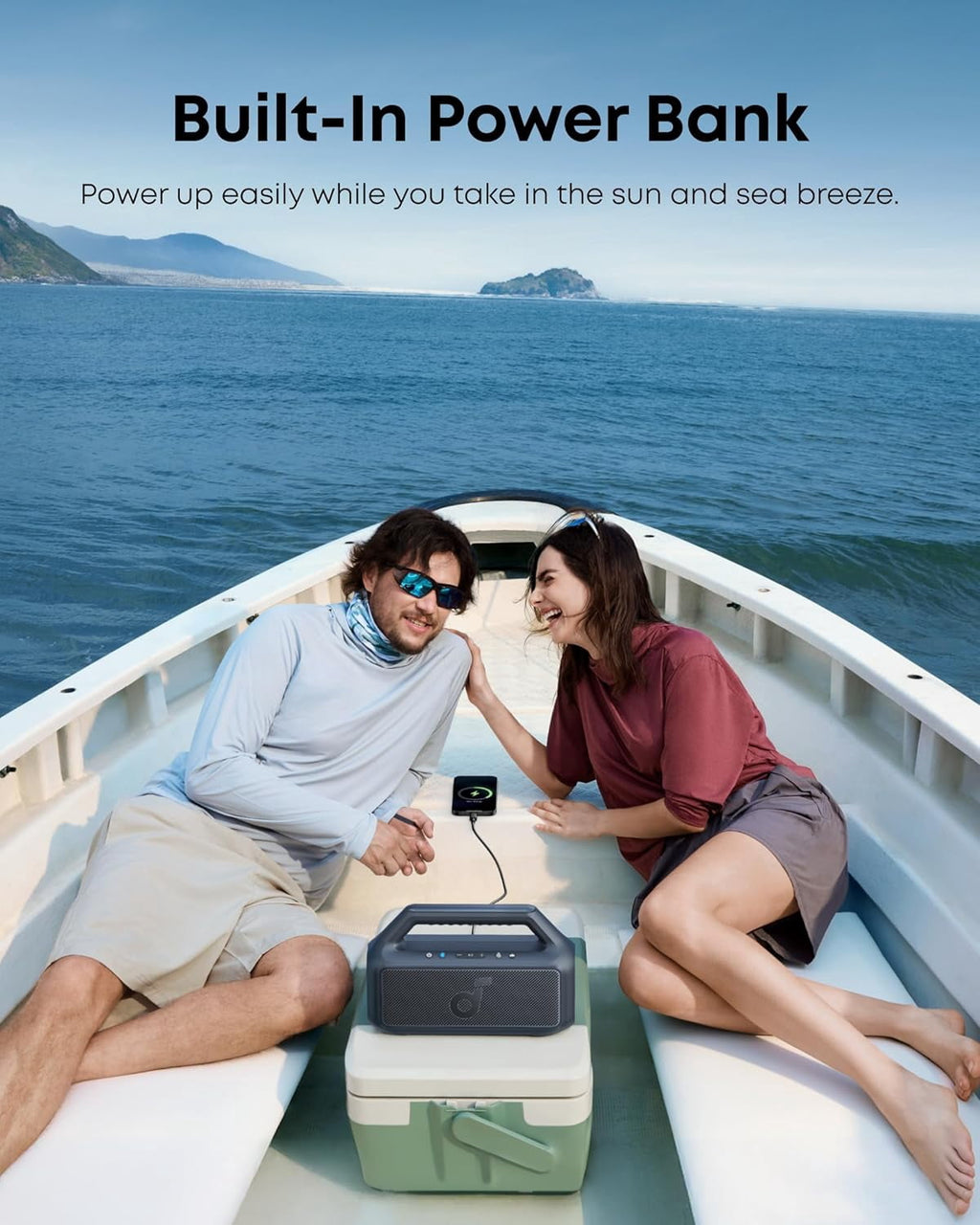 Soundcore Boom 2 By Anker, Outdoor Speaker, 80W, Subwoofer, 24H Playtime, IPX7 Waterproof, Floatable, RGB Lights, Blue