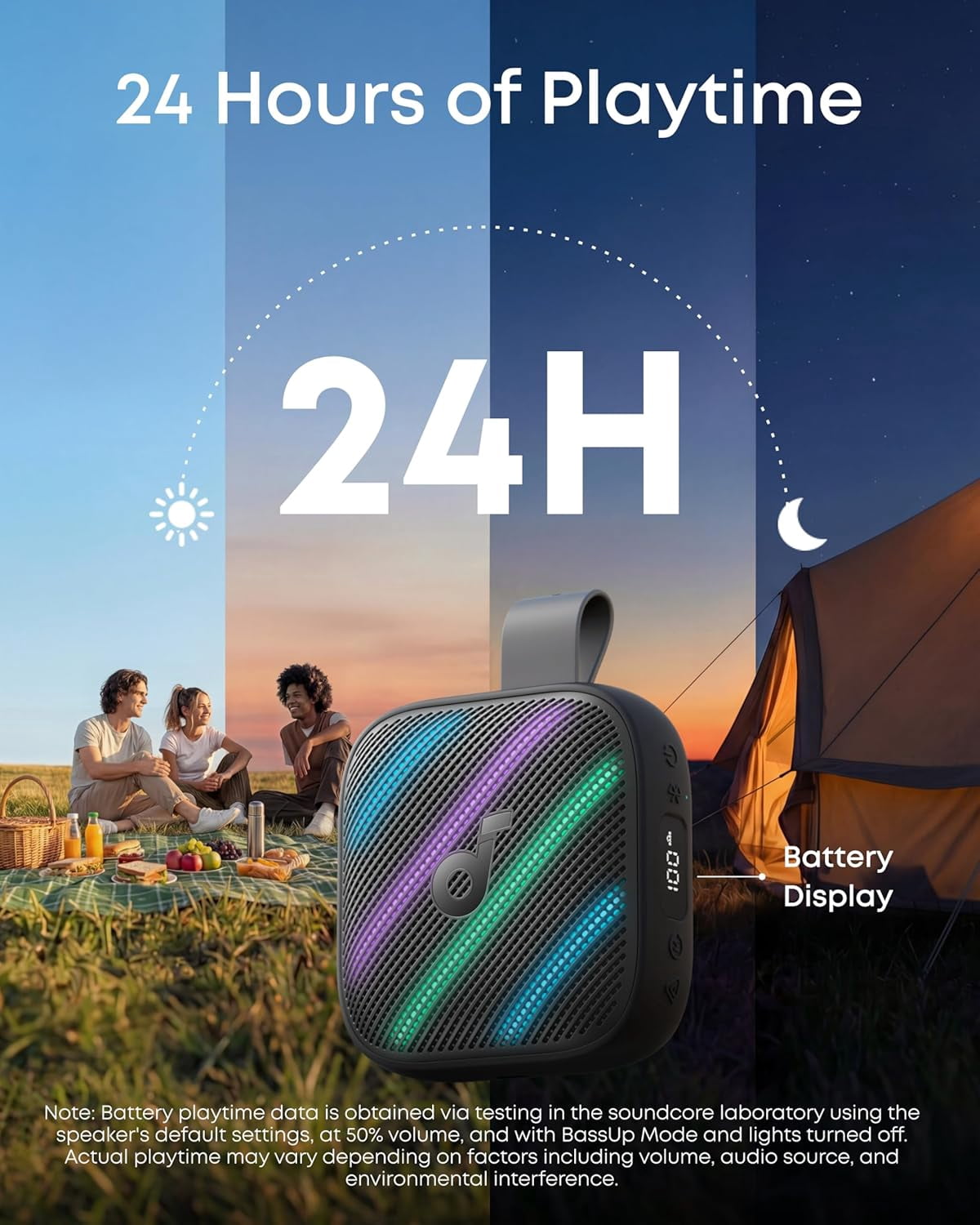 Soundcore Boom Go 3i by Anker Portable Speaker, 15W Punchy Sound, 24H Playtime, Bluetooth 6.0, BassUp 2.0, IP68, Emergency Charging for Hiking/Cycling/Camping
