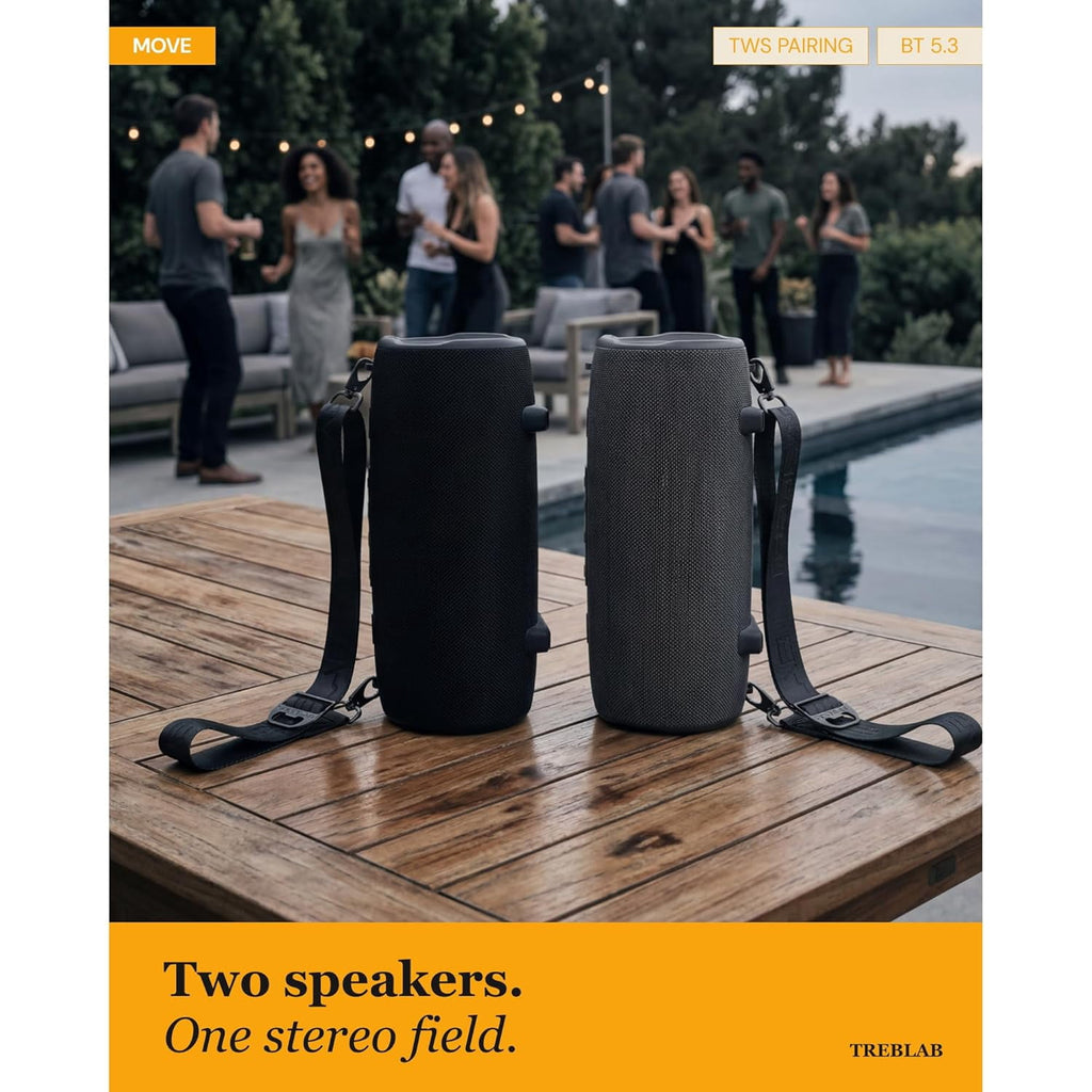 Treblab HD-Max Portable Bluetooth Speaker, 60W Loud Sound, IPX7 Waterproof, 20H Battery, Built-in Power Bank, Light Show