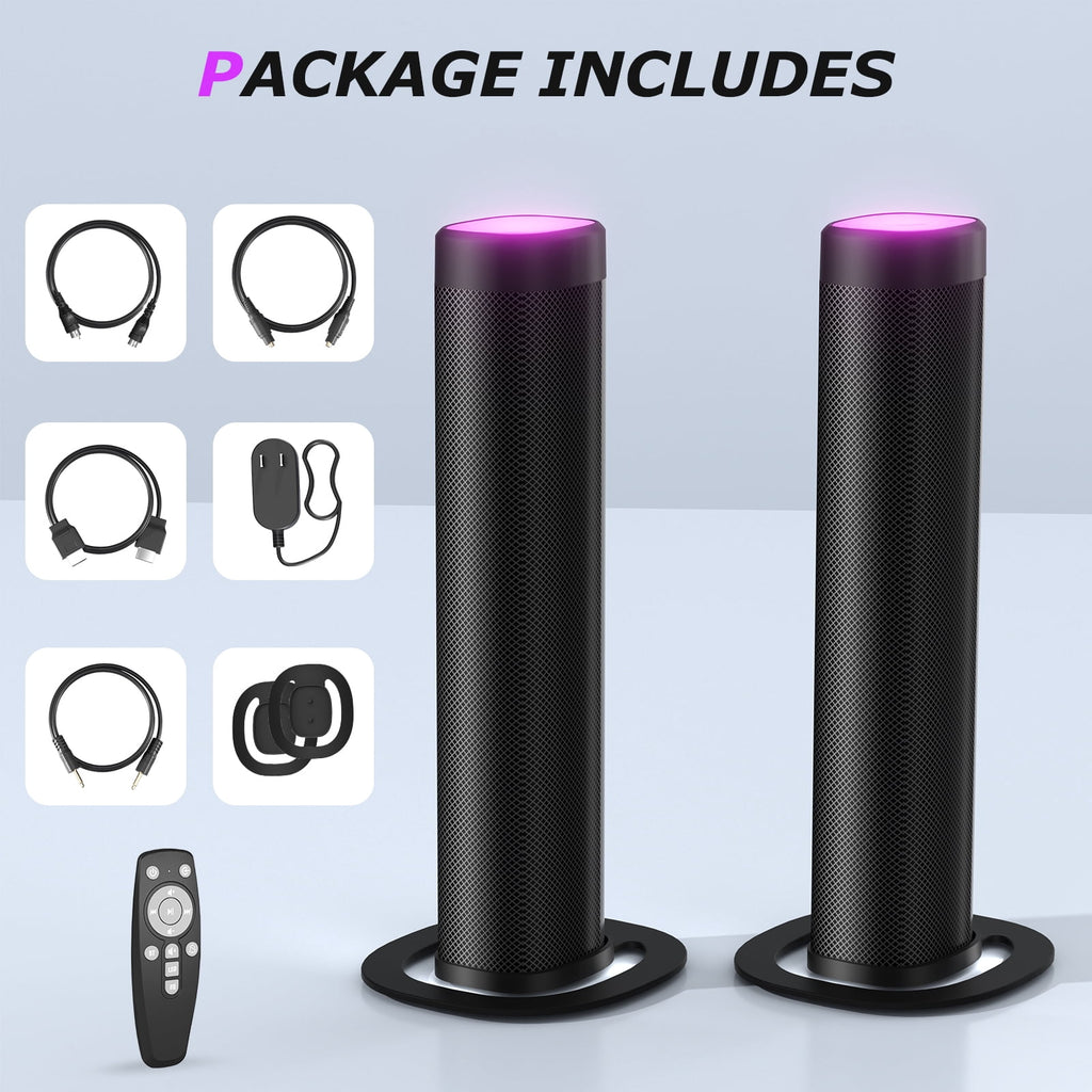 Sound Bar for Smart TV, 100W Bluetooth 5.3 Soundbar with RGB Lighting, 2-in-1 Detachable Sound Bar for TV, Surround Sound System for TV, Gaming Speaker