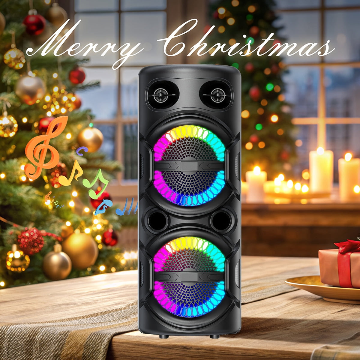 3000W Portable Speaker - Choose 6.5''/8''/10''/12'' Subwoofers - Heavy Bass w/LED Lights - 33ft Wireless Range - For Home/Party/Travel - FM Radio & Stereo Sound