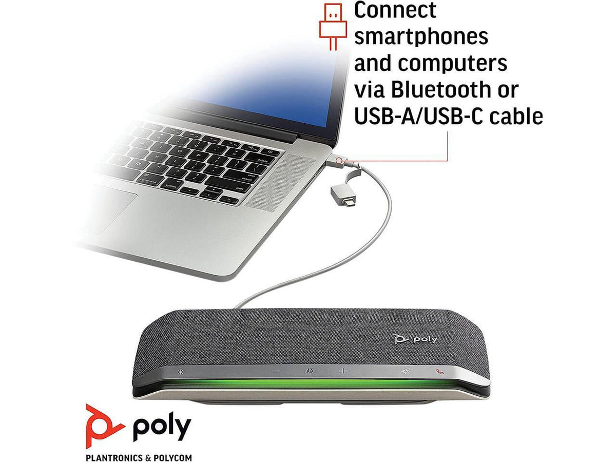 Poly - Sync 40 Smart -Speakerphone (Plantronics) - Flexible Work Spaces - Connect to PC/Mac via Combined USB-A/USB-C -Cable and Smartphones via -Bluetooth - Works with Teams, Zoom & more