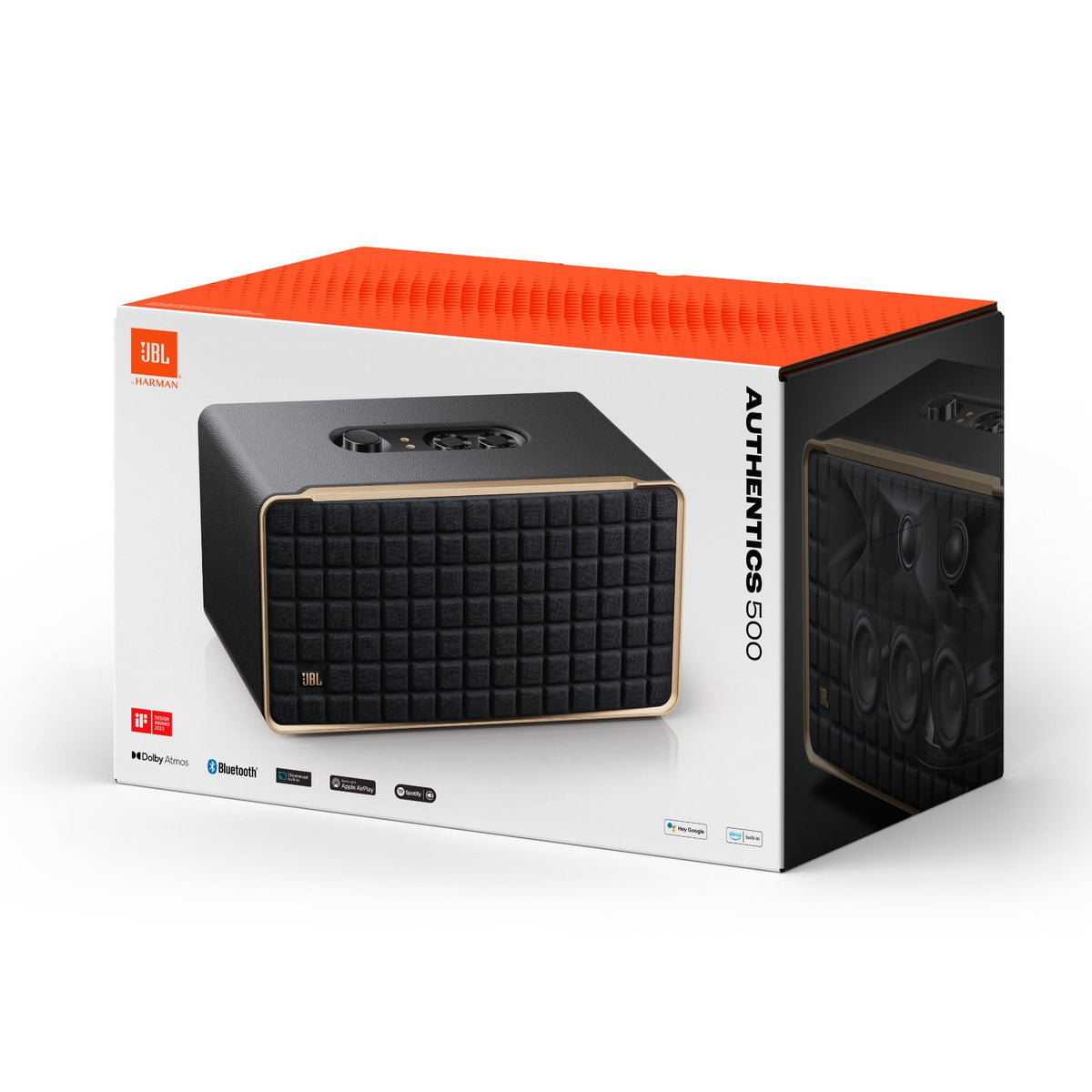 Restored JBL Authentics 500 - Hi-fidelity smart home speaker with Wi-Fi, Bluetooth and Voice Assistants with retro design - Black (Refurbished)