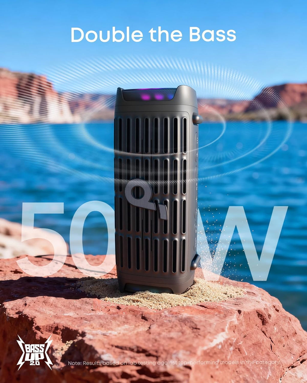 Restored Soundcore Boom 3i by Anker Rugged Outdoor Portable Speaker, IP68 Waterproof, 2 Speakers, Black