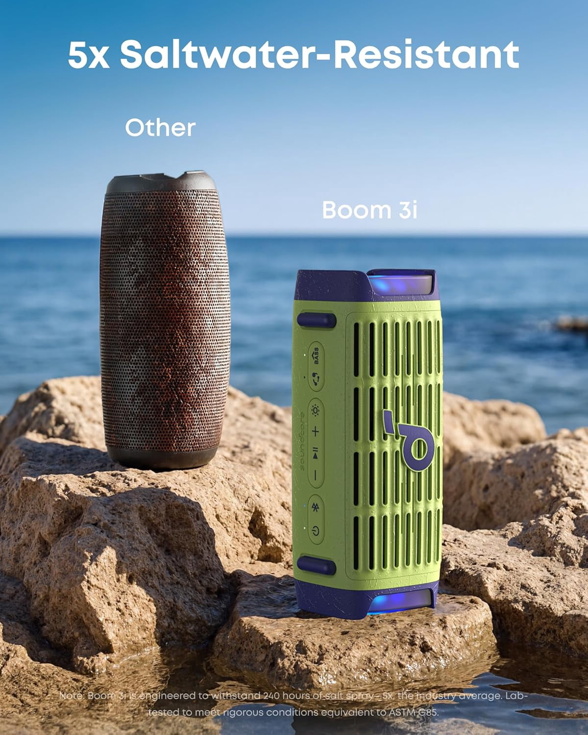 Soundcore Boom 3i by Anker, Rugged Outdoor Speaker, IP68 Waterproof, Floating Playback, Saltwater-Resistant, BassUp 2.0, 50W, Bluetooth 5.3, 16H Playtime, Tws, Kayak/Fishing/Camping