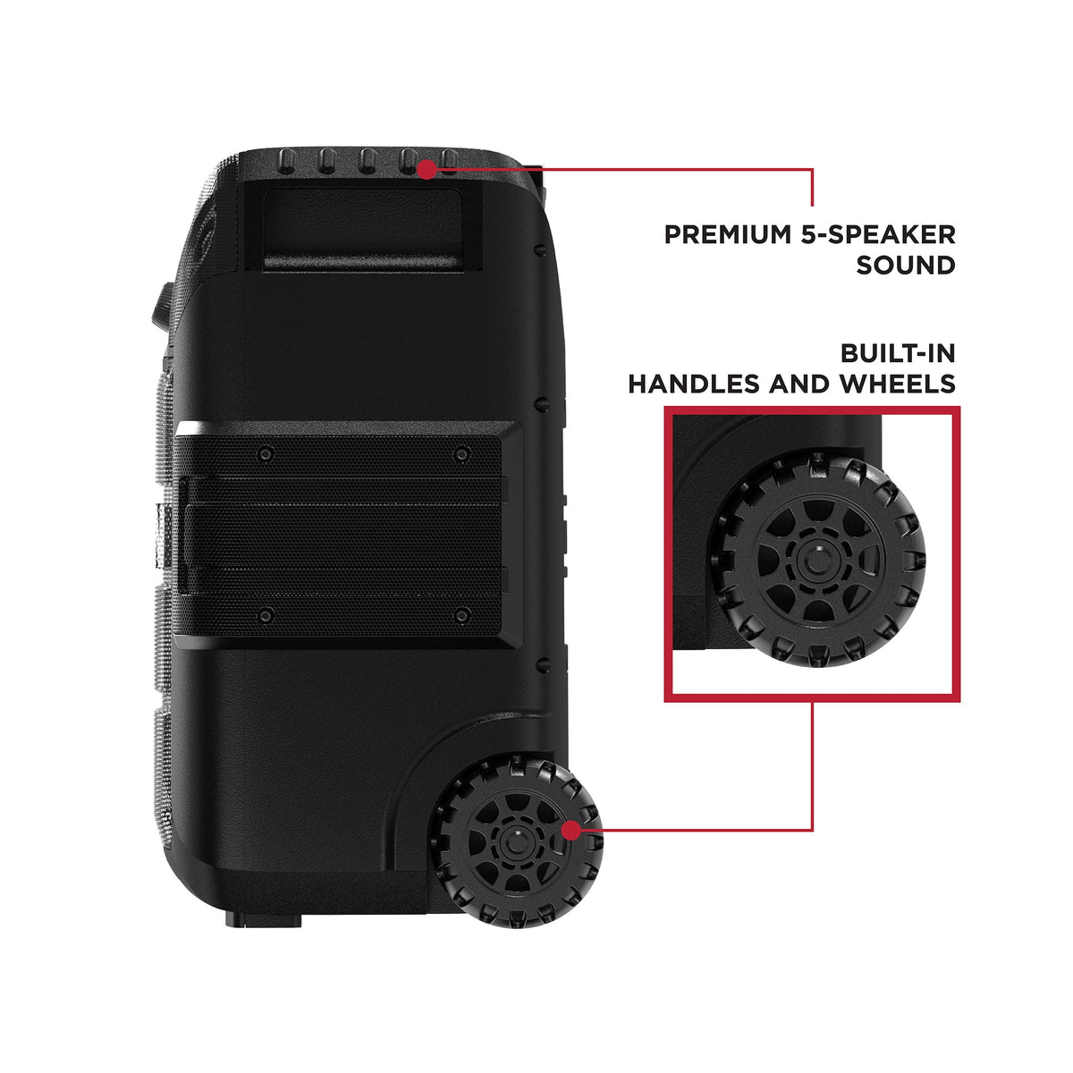 ION Audio Tailgater XL Portable All-Weather Speaker with 5-Speaker Sound, IPX5 Water-Resistant