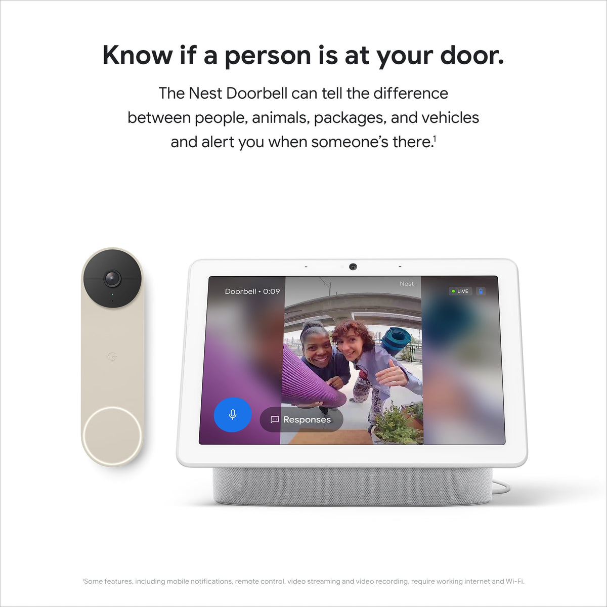 Google Nest Doorbell (Battery) - Video Doorbell Camera - Wireless Doorbell Security Camera - Snow