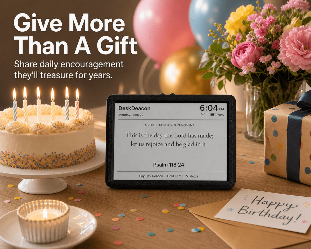 Desk Deacon™ – Christian Desk Robot Companion for Daily Scripture, Personalized Prayer, Christian Music & Bible Study | Smart Speaker | Voice-Activated Dedicated Faith Device | Wi-Fi Enabled