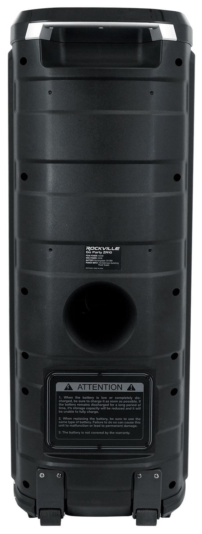 Rockville Go Party ZR10 Dual 10" Portable Bluetooth Speaker w/LED+UHF Microphone