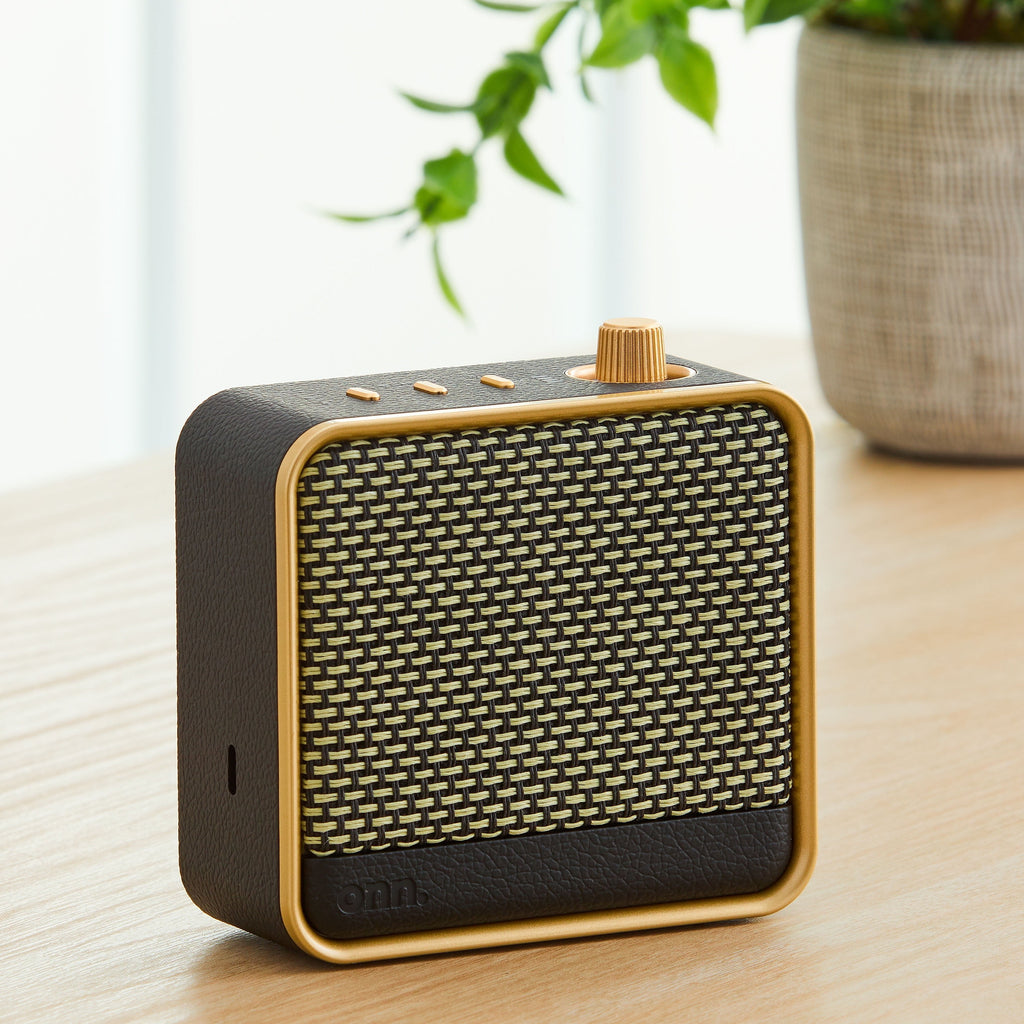 onn Medium Black Wi-Fi Speaker with Multi-Directional Sound and Bluetooth