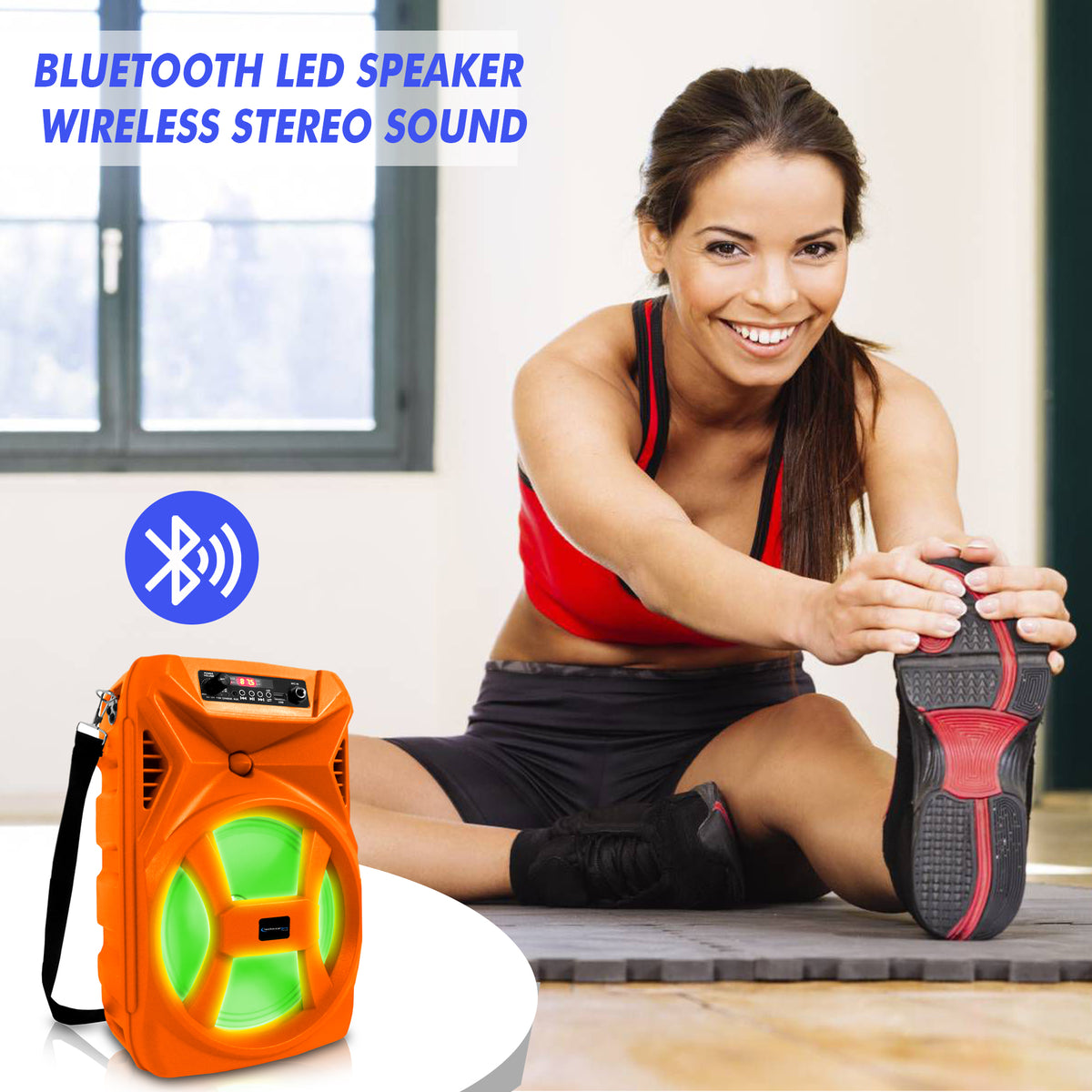 Technical Pro 8" Portable 500 Watts Bluetooth Speaker with Woofer and Tweeter, Festival PA LED Speaker, USB Card Input & True Wireless Stereo