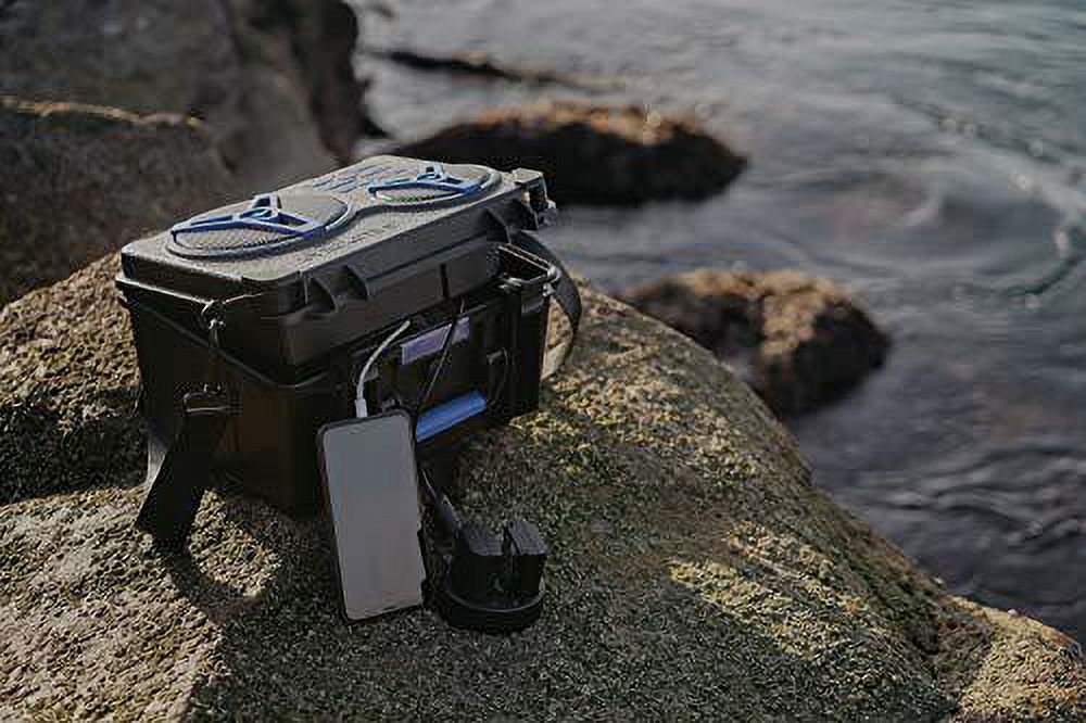 ecoxgear ecojourney rugged waterproof portable bluetooth wireless 65-watt speaker dry storage with 50+ hours playtime(blue)