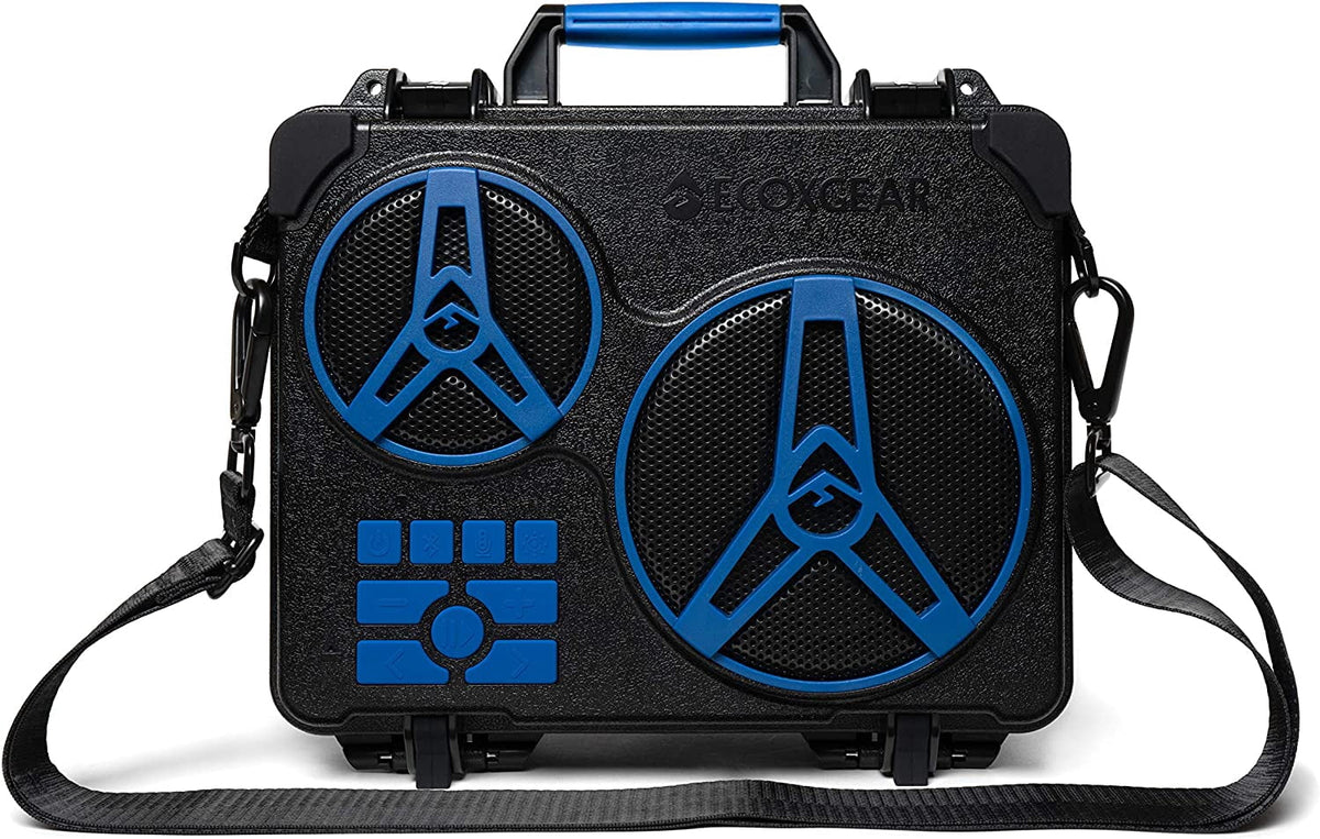 ecoxgear ecojourney rugged waterproof portable bluetooth wireless 65-watt speaker dry storage with 50+ hours playtime(blue)
