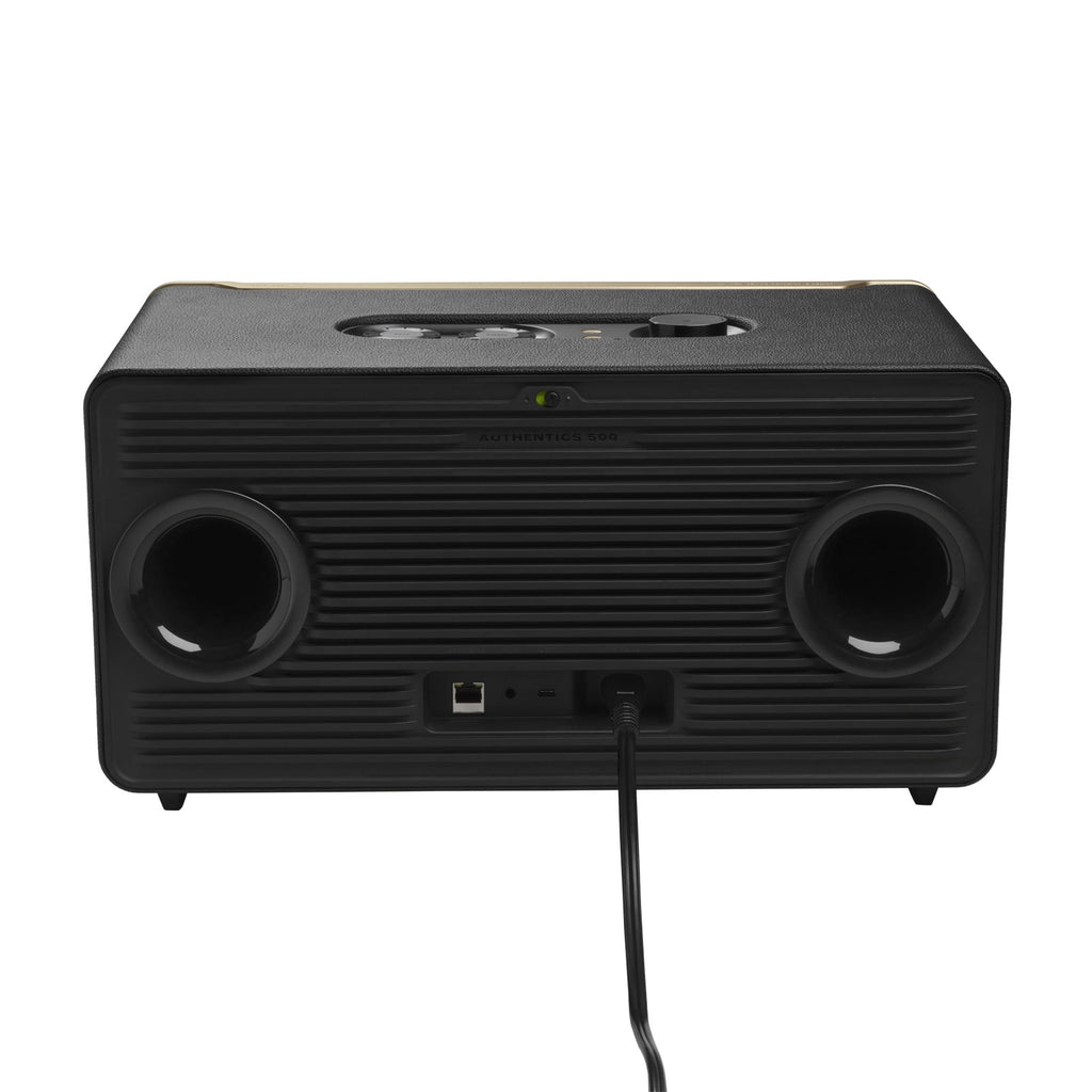 Restored JBL Authentics 500 - Hi-fidelity smart home speaker with Wi-Fi, Bluetooth and Voice Assistants with retro design - Black (Refurbished)