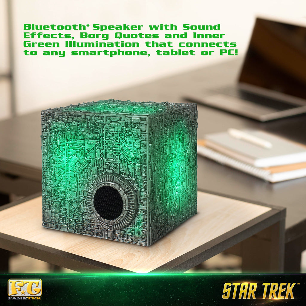 Star Trek Borg Cube Bluetooth Speaker with Green Illumination, Sound Effects & Borg Quotes