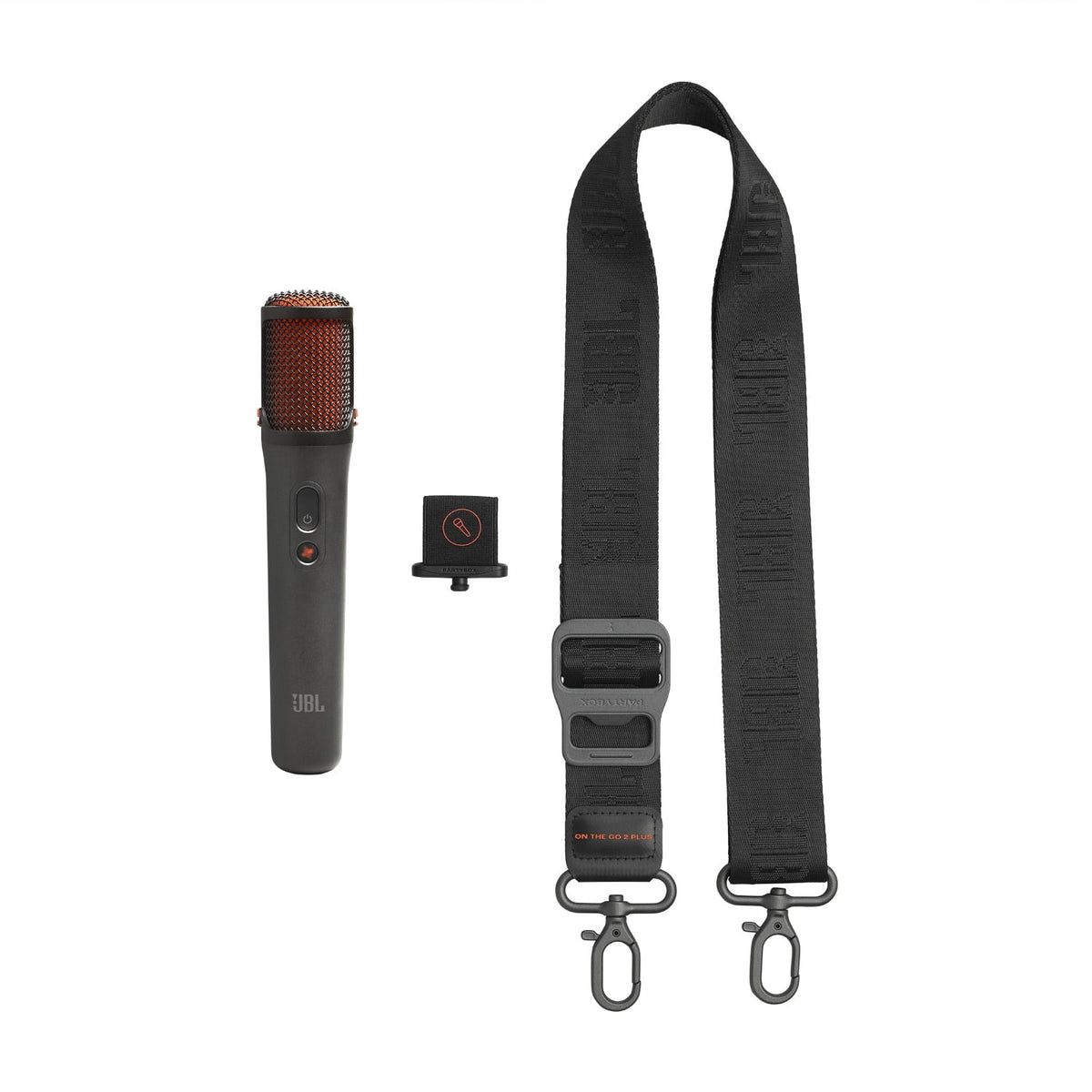 JBL PartyBox On-The-Go 2 - Portable party speaker with one wireless digital mic, handle and a shoulder strap, Dynamic lightshow, Up to 15 hours playtime, Splash proof & Auracast™ (Black)