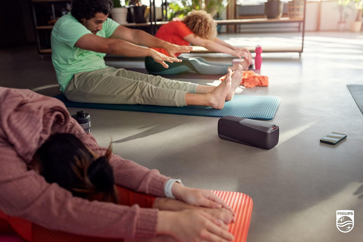 PHILIPS S7807 Wireless Bluetooth Speaker, 7000 Series - 40W Output, IP67 Waterproof, 24-Hour Playtime, Portable with Built-in Microphone, Voice Assistant, USB-C, and Power Bank, Black