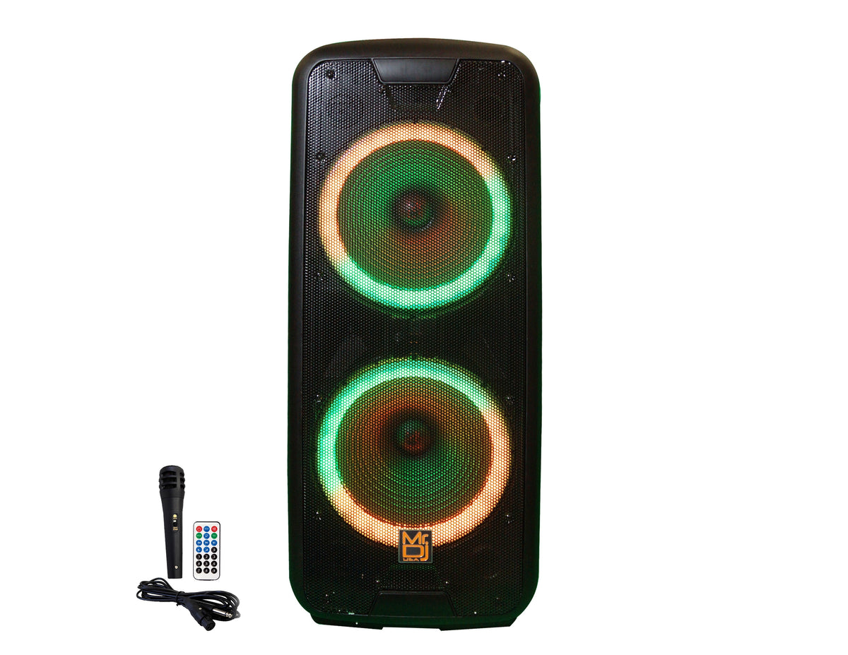 MR DJ 215BTA+ Dual 15" 5000W Battery Powered Bluetooth Speaker Microphone Party Speaker