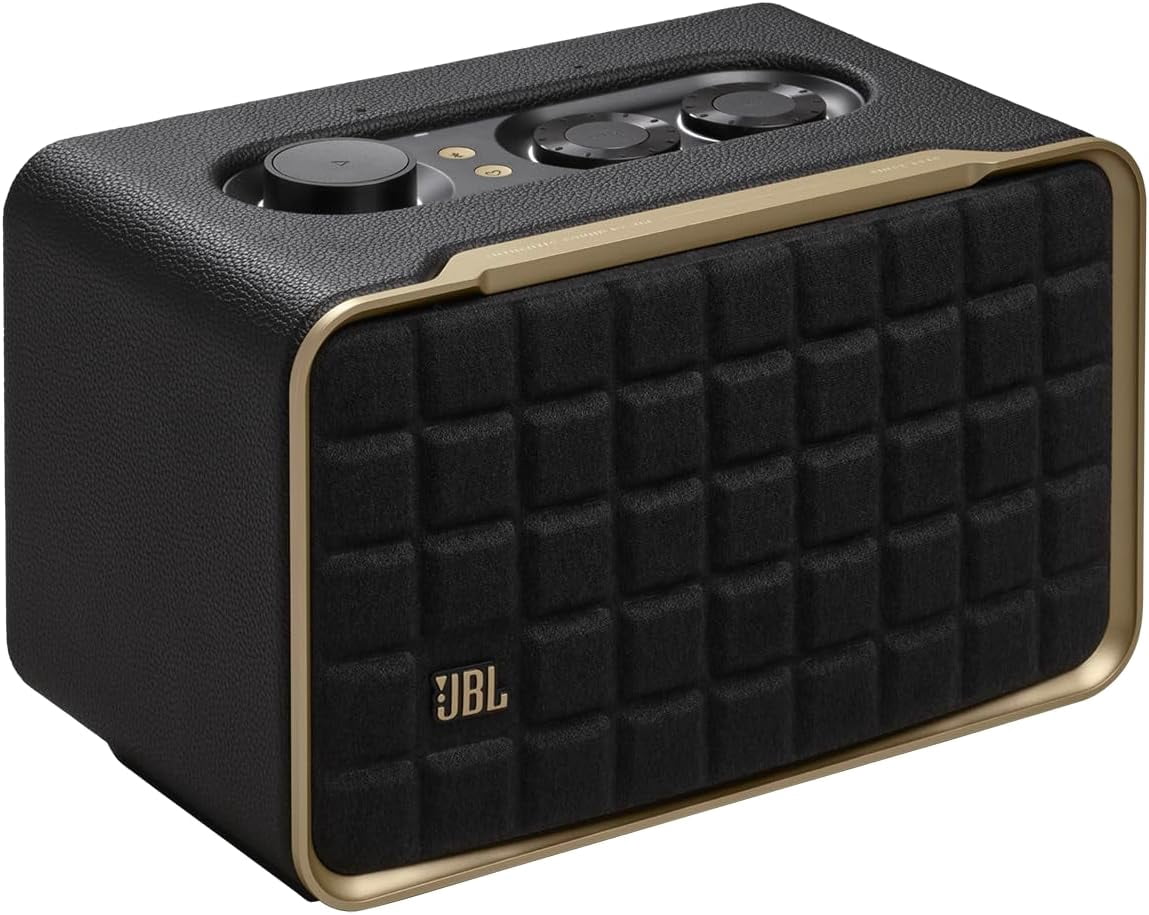 Open Box JBL Authentics 200 - Smart home speaker with Wi-Fi, Bluetooth and Voice Assistants with retro design - Black