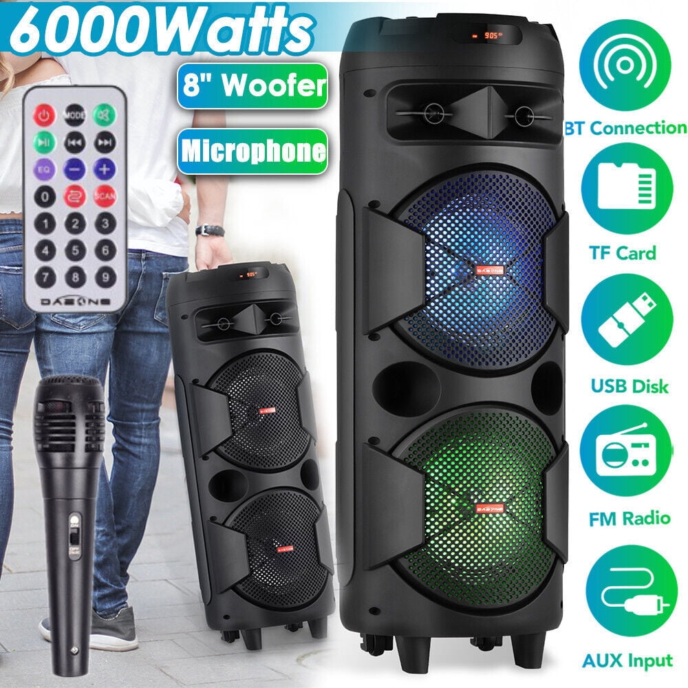 CURUK Portable Wireless Bluetooth Speaker Triple 8" Woofer PA System FM AUX TWS, MIC, RC, LED Light