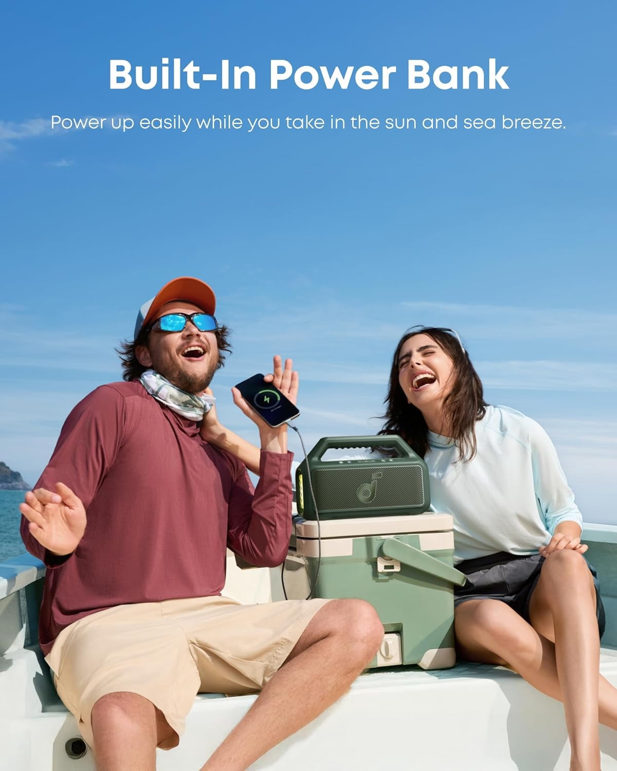 Soundcore Boom 2 By Anker, Outdoor Speaker, 80W, Subwoofer, 24H Playtime, IPX7 Waterproof, Floatable, RGB Lights, Blue