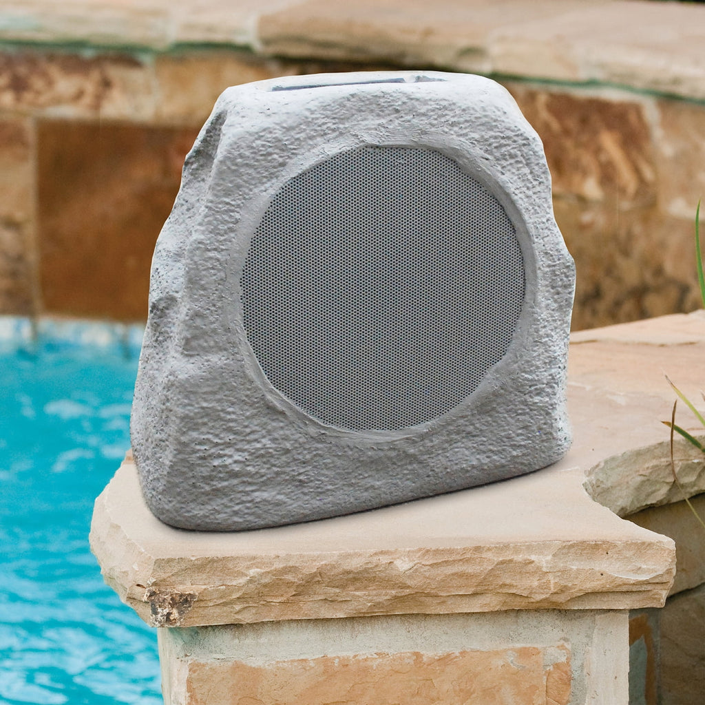 ION Glow Stone Link Solar Bluetooth Multi-Sync 10-Watt-Peak Outdoor Rock Speaker with LED Lights