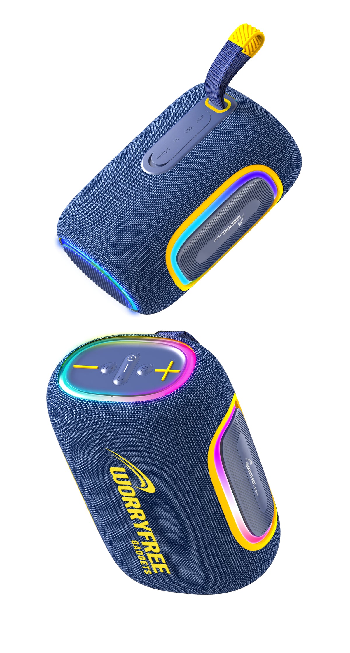 WorryFree Gadgets Portable Bluetooth Party Speaker with RGB Lights, Wireless, 65W, Black