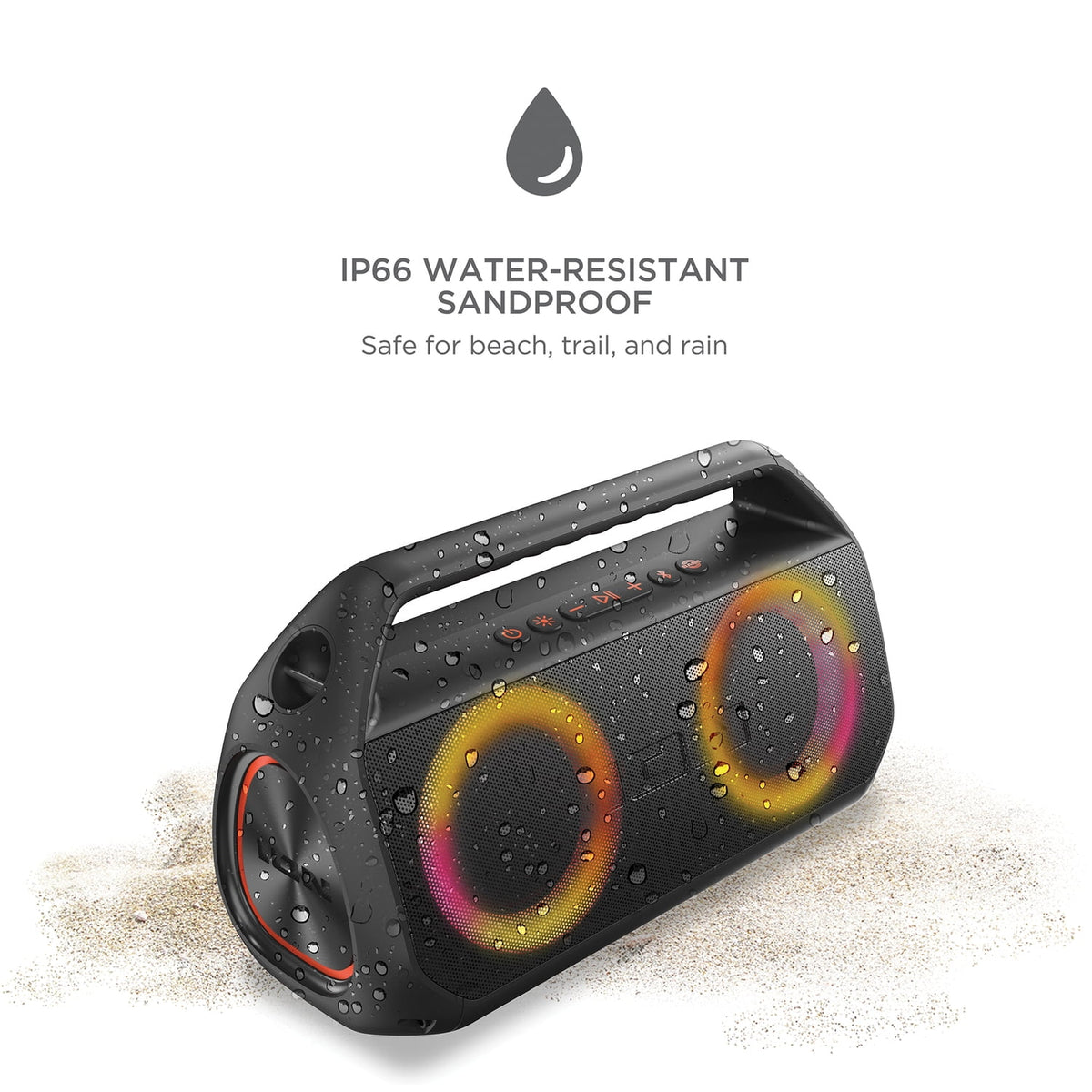 ION Uber Boom Ultra Portable Bluetooth Boom Box with Speakerphone, Lights, and Stereo-Link