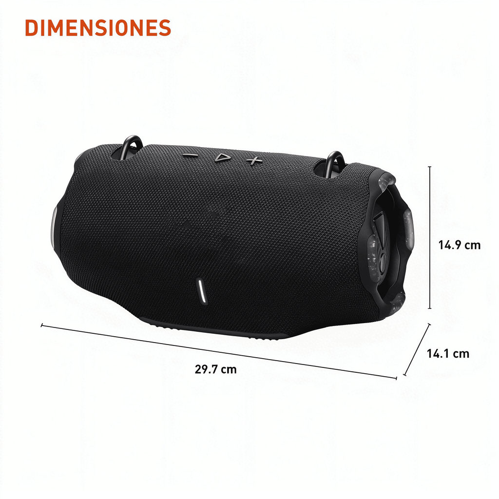 GJX Xtreme 4 - Portable Bluetooth Speaker, Powerful Sound and Deep Bass, Ip67 Waterproof, 24 Hours of Playtime, Powerbank, Partyboost for Multi-Speaker Pairing (Black)