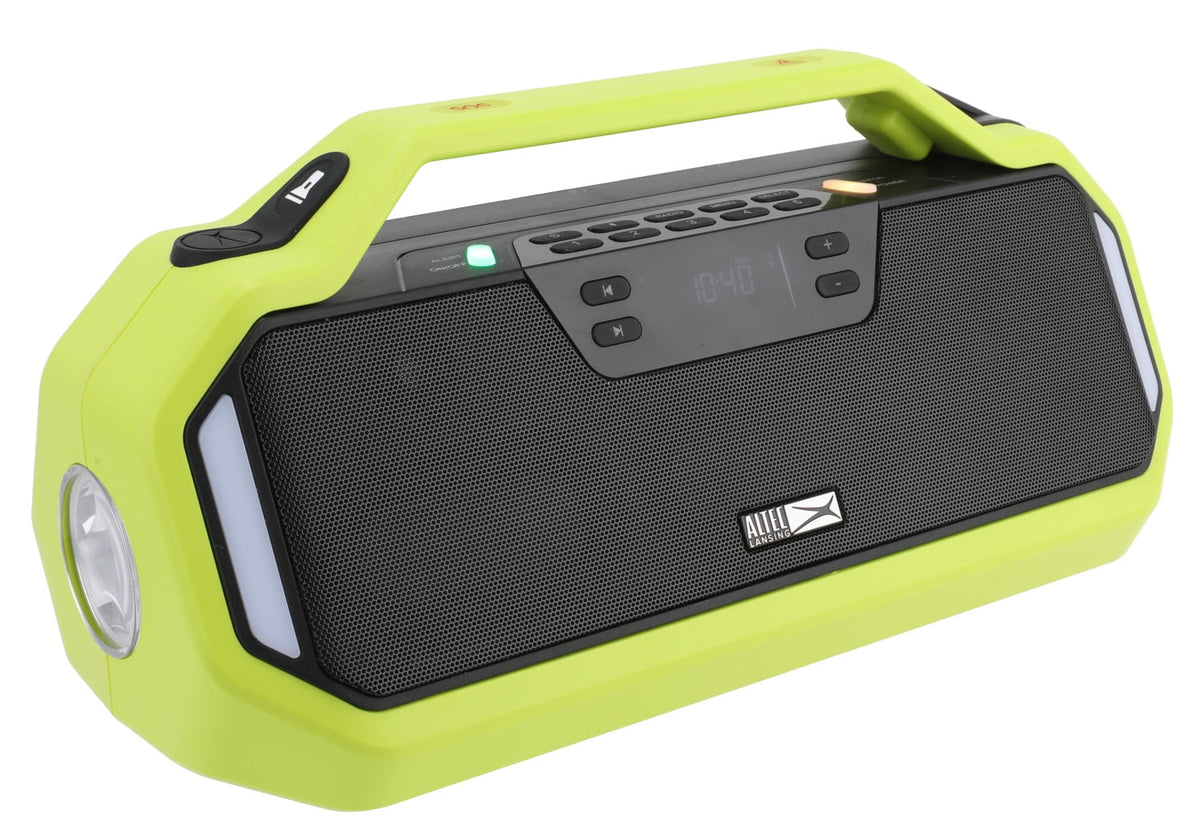 Altec Lansing IMT7012 StormChaser 10 Hours Playtime IPX5 Water Resistant LED Lights Portable Wireless Bluetooth Emergency Weather AM/FM Radio Speaker