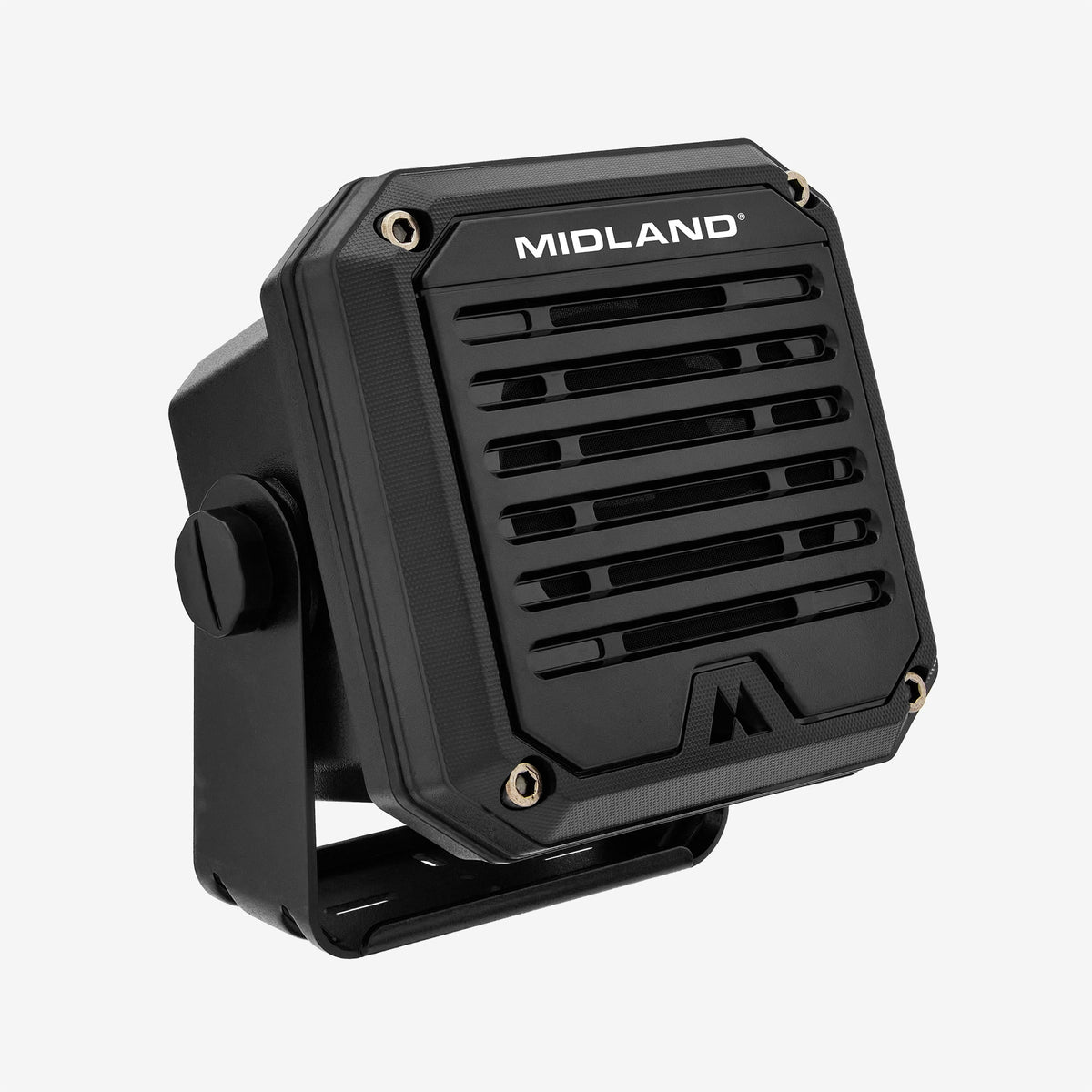 Midland- SPK200 Heavy-Duty 20W Amplified External Speaker - AI Noise Cancelation 180 Degrees Swivel Base Works CB and MXT Radios 8-OHM Sound System 3.5mm Audio Plug - Waterproof Design