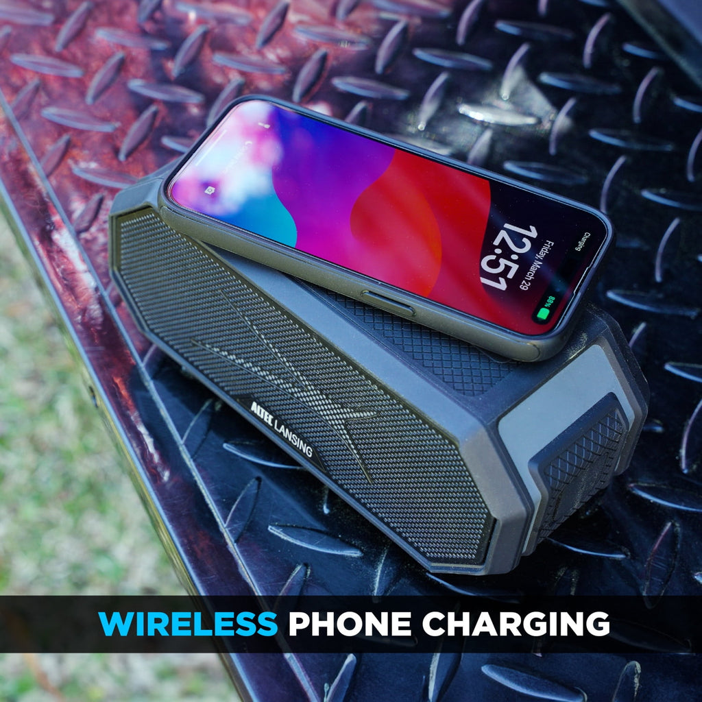 Altec Lansing HydraBlast 2.0 EverythingProof™ Bluetooth Speaker, IP67 Waterproof, 20H Battery, Qi Wireless & USB Charging, LED Lights, Party Sync, 100ft Range